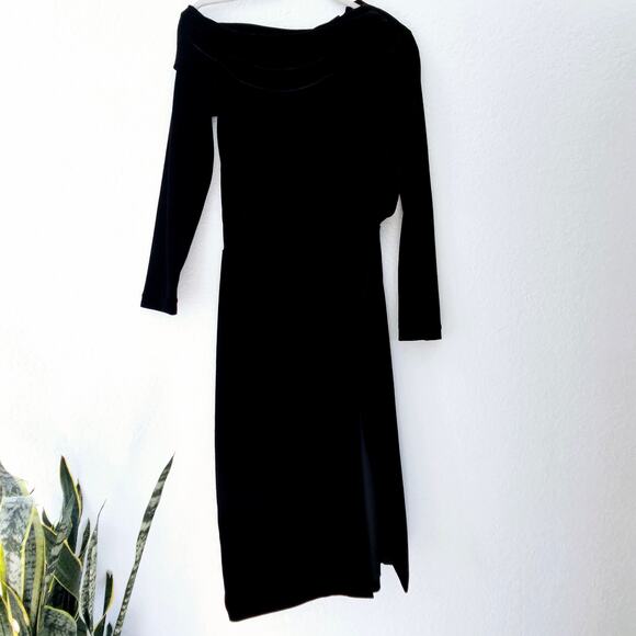 THEORY Off-The-Shoulder Velvet Midi-Dress Size 2 Long Sleeves - Picture 7 of 16